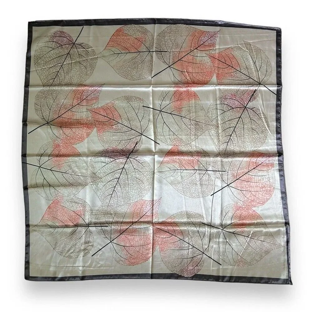 Gray Edges Fall Leaves Scarf 35” X 35” Women Scarve Boho